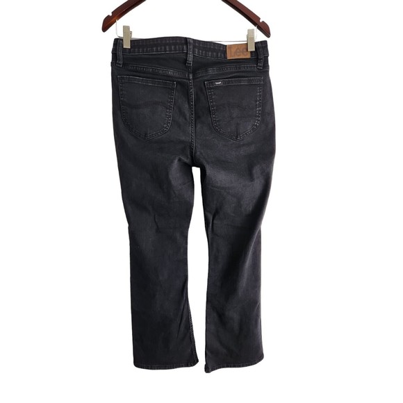 Lee Women Black Washed Mid Rise Boot Cut Stretch Denim Jeans Size 10P - Picture 2 of 9